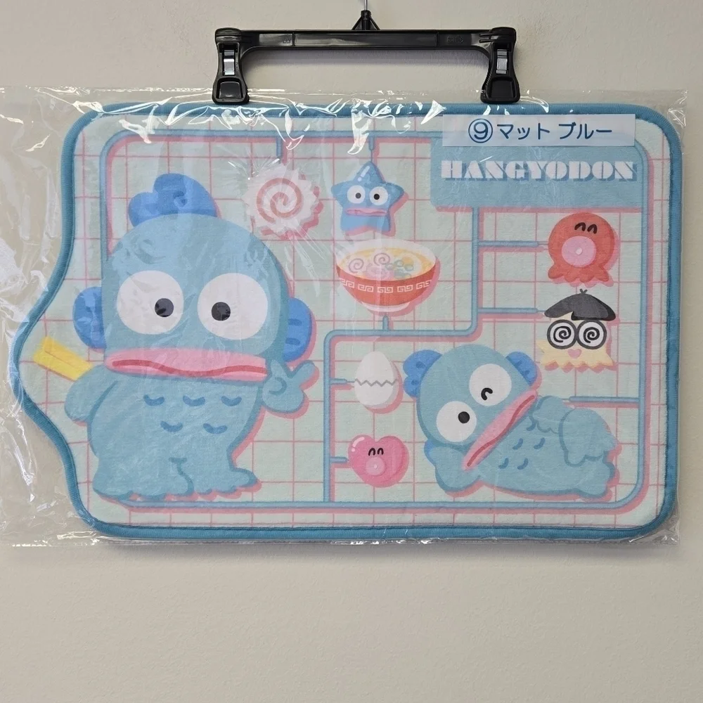 Sanrio Hangyodon Ramen themed Floor Mat Blue